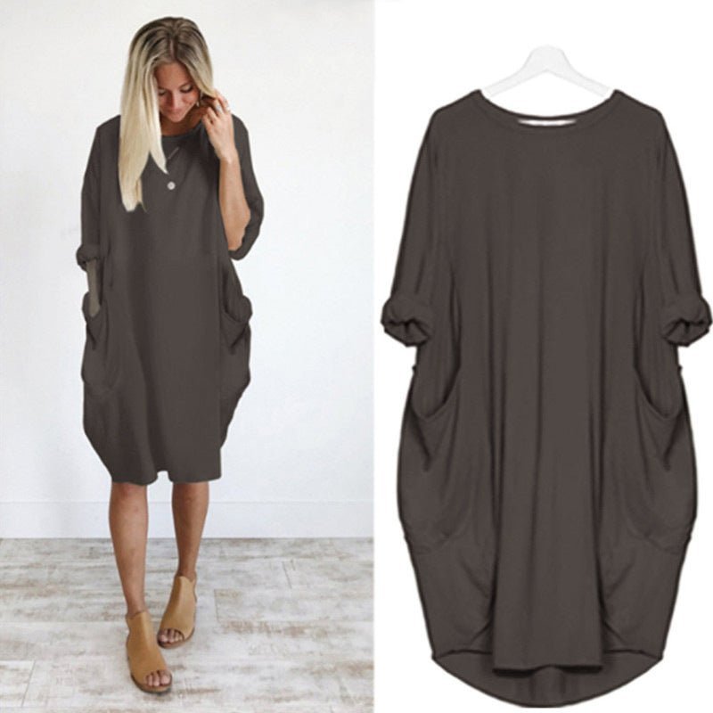 Astrid | Plus Size Kjole med Lommer Løs Passform Elegant Stil