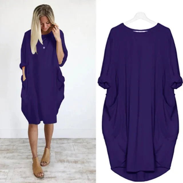 Astrid | Plus Size Kjole med Lommer Løs Passform Elegant Stil