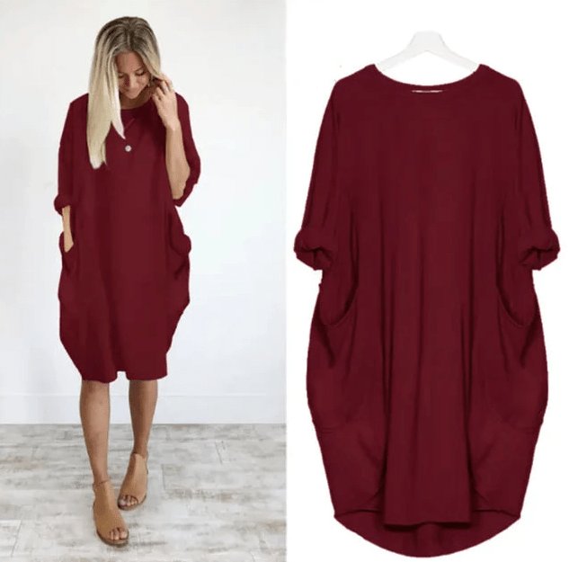 Astrid | Plus Size Kjole med Lommer Løs Passform Elegant Stil