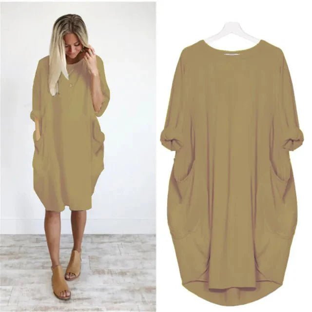 Astrid | Plus Size Kjole med Lommer Løs Passform Elegant Stil