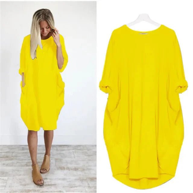 Astrid | Plus Size Kjole med Lommer Løs Passform Elegant Stil