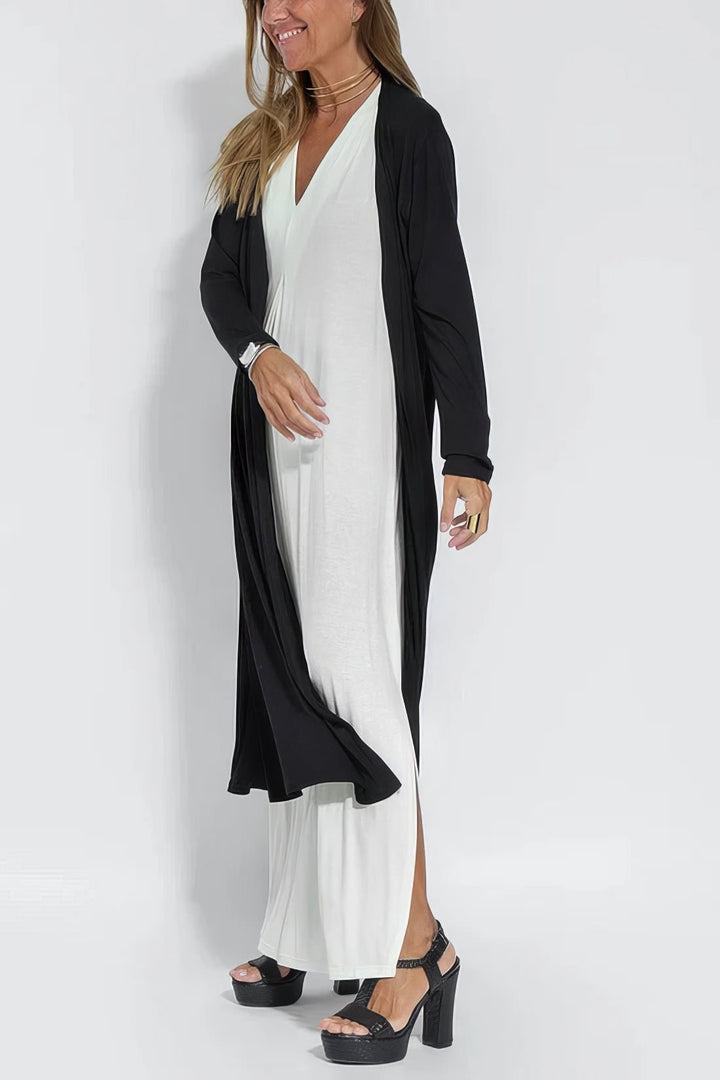 Mathilde | Plus Size Lang Kjole V-Hals Elegant Uten Ermer