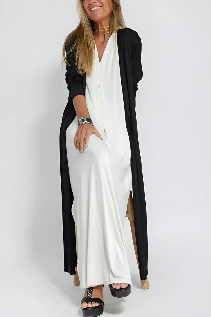 Mathilde | Plus Size Lang Kjole V-Hals Elegant Uten Ermer