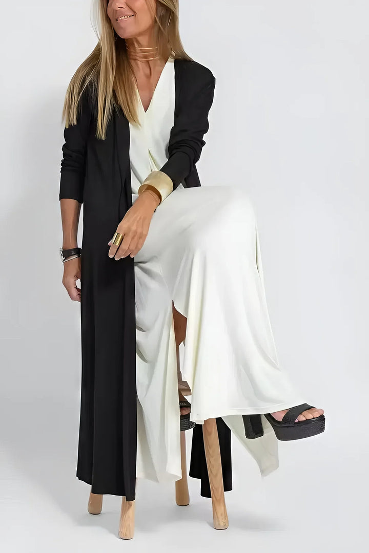 Mathilde | Plus Size Lang Kjole V-Hals Elegant Uten Ermer