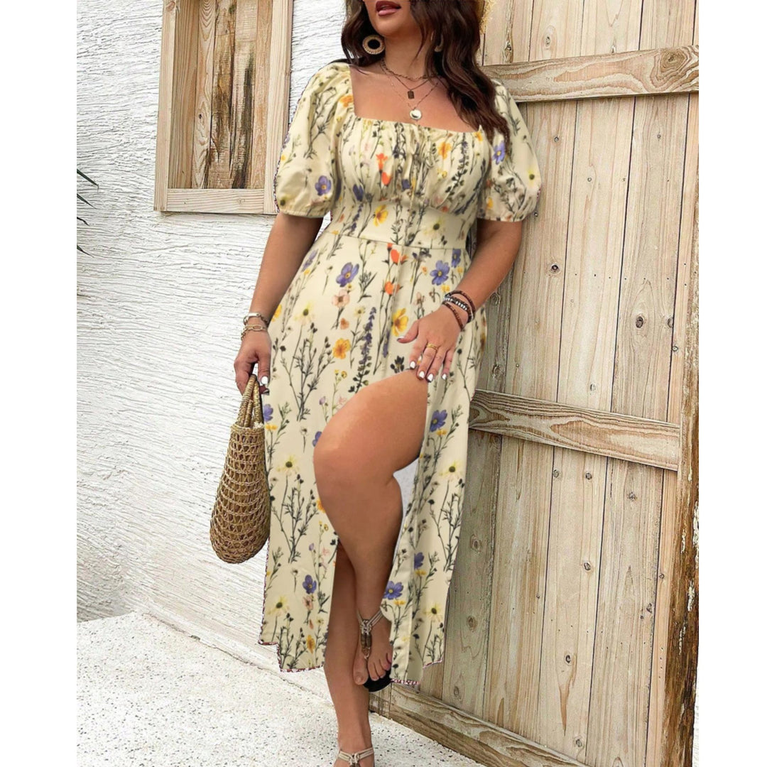 Sofia | Plus Size Maxi Kjole med Pufferm Elegant Kveldsdrakt