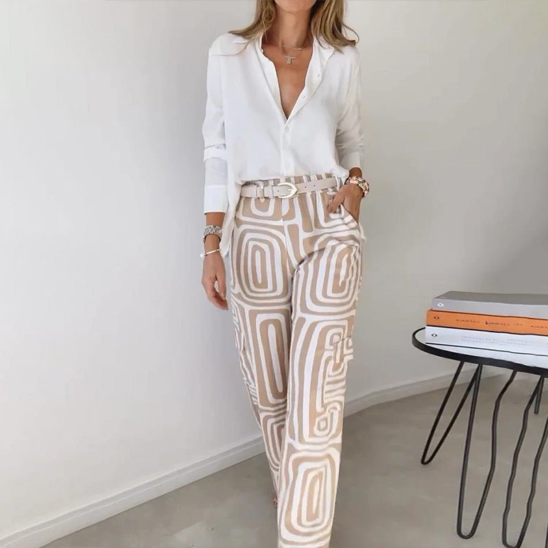 Ida | Plus Size To-dels Sett Skjorte Bukser Elegant Komfort