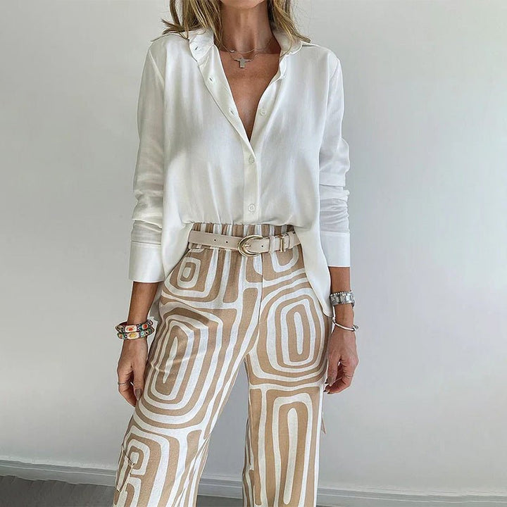 Ida | Plus Size To-dels Sett Skjorte Bukser Elegant Komfort