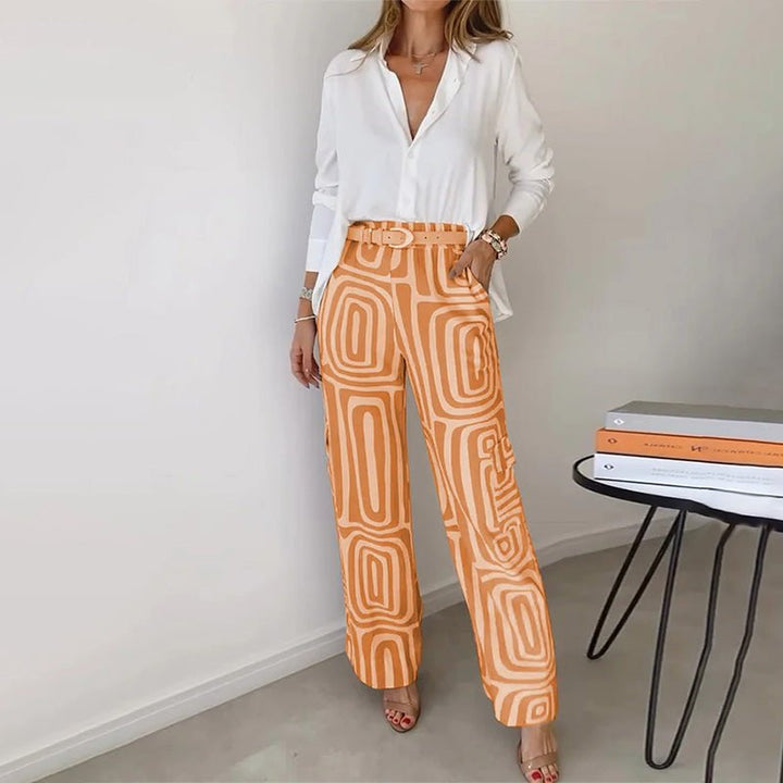 Ida | Plus Size To-dels Sett Skjorte Bukser Elegant Komfort
