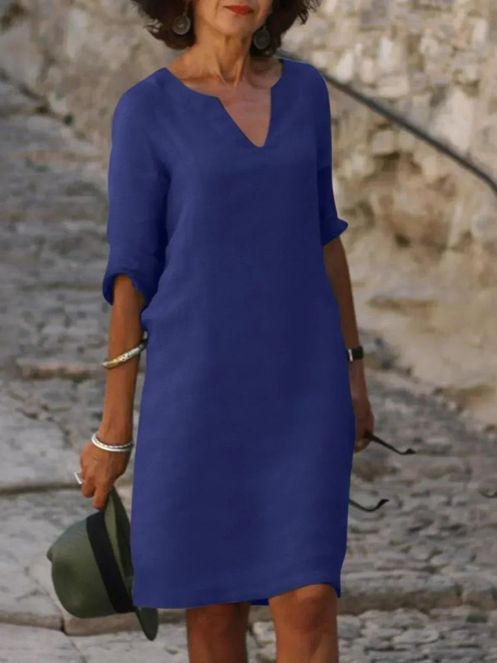 Yrsa | Elegant Midi Kjole med V-hals