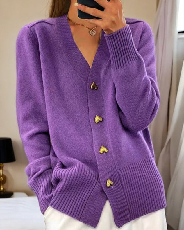 Maria | Elegant Strikket Cardigan med Knapper